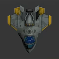 Futuristic Sci Fi Aircraft 3D Model With Gray Yellow Blue Colors Transparent Cockpit And Streamlined Wings
