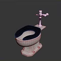 Modern White Toilet With Black Seat And Silver Flushing Mechanism Design
