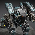 Futuristic Battle Robot With Mechanical Armor And Advanced Weapons System 3d model