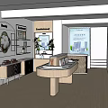 Elegant Beauty Store Interior With Skincare Products Display Shelves And Counter