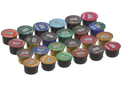 Assorted Colorful Coffee Capsules With Various Flavors And Brand Options 3d model