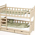 Wooden Bunk Bed With Safety Rails Green Mattresses And Storage Drawers