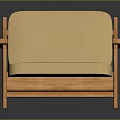 Modern Single Sofa With Wooden Armrests And Light Brown Padded Cushion
