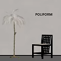 Poliform Modern Interior With Feather Floor Lamp Black Chair And Light Wall