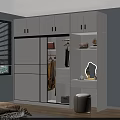 Modern White Wardrobe with Sliding Doors Storage and Hanging Space Decorative Shelves Mirror