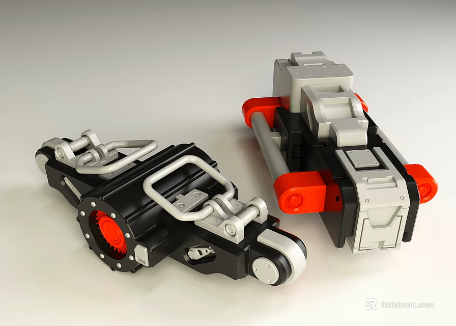 Black Gray And Red Mechanical Toy Models With Gears And Wheels 3d model