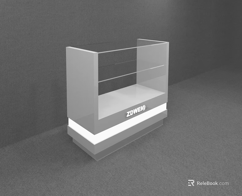 Modern Glass Display Shelf With LED Lighting And ZOWEIS Brand Design 3d model 