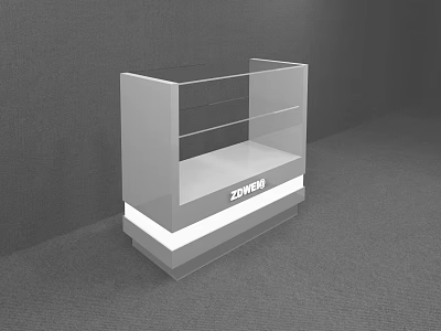 Modern Glass Display Shelf With LED Lighting And ZOWEIS Brand Design 3d model