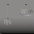 Modern Transparent Glass Chandeliers With Golden Base And Leaf Shaped Design
