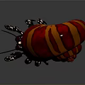 Aquatic Hermit Crab Displaying Orange Brown Striped Shell Long Antennae Spotted Legs On Shiny Background