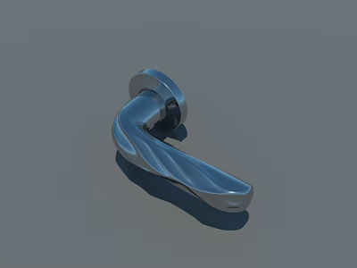 Modern Silver Metal Door Handle With Sleek Wavy Curved Design 3d model