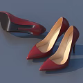 Red Pointed Toe High Heels Featuring Stiletto Heel And Soles Displayed 3d model