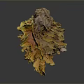 Organ And Hair Art Piece With Yellow Brown Fluffy Textured Irregular Structure