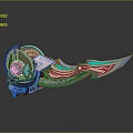 Futuristic Fantasy Blade With Glowing Blue Pink Hues Mechanical Structure And Energy Core