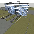 Modern Residential Complex With Multi Storey Buildings Glass Facades Balconies And Landscaped Square