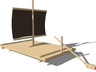 Chinese bamboo raft fishing boat raft model