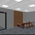 Modern Public Office Space With Wooden Slat Partition Office Desks Computers And Ceiling Lights