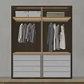 Modern Built in Wardrobe Interior With Hanging Clothes Storage Drawers And White Boxes