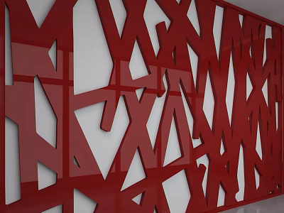 Modern Red Wall Design With Geometric Cutout Patterns And Glossy Surface 3d model