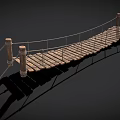 Rustic Wooden Rope Bridge Design With Planks Ropes And Support Posts 3d model