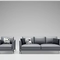 Modern Gray Leather Sofa Set With Three Seater Sofa Armchair and Patterned Cushions 3d model