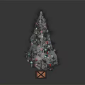 Decorated Christmas Tree With Colorful Lights Ornaments And Gift Box Base