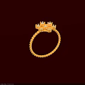 Gold Ring With Twisted Band And Sparkling Gemstones On Red Background