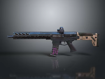 Modern Tactical Assault Rifle With Scope Rail System And Grip Texture 3d model