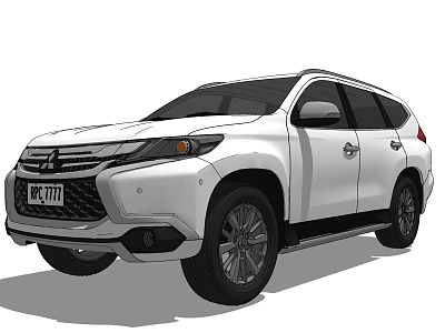 White Mitsubishi SUV With Stylish Front Grille And Alloy Wheels Design 3d model