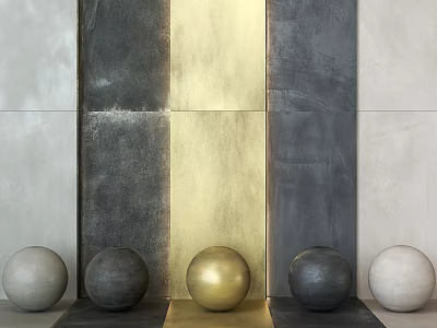 Stylish Floor Tiles Display With Decorative Spheres 3d model