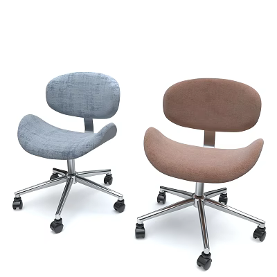 Modern Office Chairs With Grey And Brown Curved Backrest Seat Metal Base Five Caster Wheels 3d model