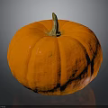 Vibrant Orange Round Pumpkin With Green Stem And Smooth Texture Isolated On Dark Background