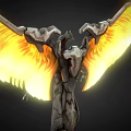 Game Movie Sci Fi Character With Glowing Yellow Eyes And Intricate Silver Red Armor