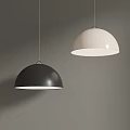 Modern Black and White Hemispherical Pendant Lights in Gray Minimalist Decor
