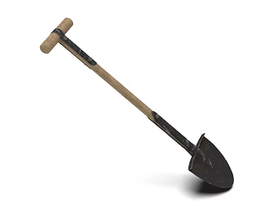 Heavy Duty Hardware Shovel with Wooden Handle and Metal Blade for Garden Digging Work 3d model