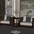 New Chinese Casual Sofa Combination Single Sofa Combination 3d model