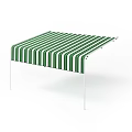 Outdoor Awning with Green and White Stripes and White Metal Frame for Patio Shade Solution