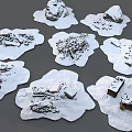 Snow Covered Building Components With Various Ruins And Small Structures 3d model