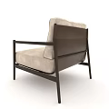 Modern Leisure Accent Chair With Beige Upholstered Seat And Dark Brown Metal Frame