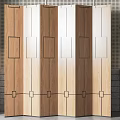 Modern Wooden Folding Screen With Geometric Panel Design For Home Interior Decor