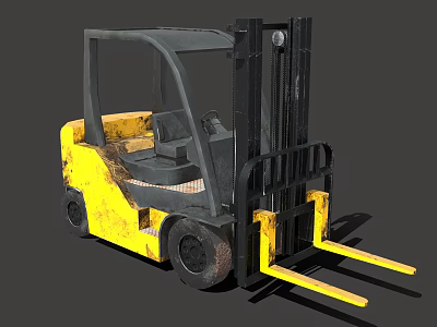 Yellow Forklift With Black Mast Cab And Front Forks For Industrial Use 3d model