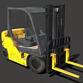 Yellow Forklift With Black Mast Cab And Front Forks For Industrial Use