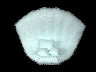 White Sofa and Coffee Table Set with Plush Edge and Two Soft White Cushions 3d model