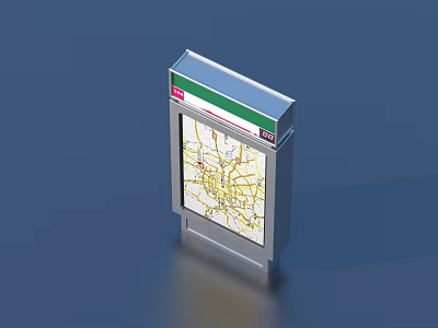 Daily Life Essentials Map Display With Metal Structure And Yellow Routes 3d model
