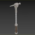 Medieval Weapon With Spiral Metal Shaft Leather Grip And Claw Like Head