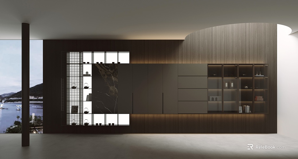 Modern Decorative Cabinet Tea Cabinet Hanging Decorative Cabinet texture