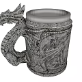 Winged Dragon Themed Mug With Intricate Carved Handle And Textured Body Design