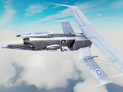 Military Jet Aircraft Flying In Sky With Clouds 3d model