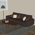Modern three-seat sofa coffee table combination 3d model