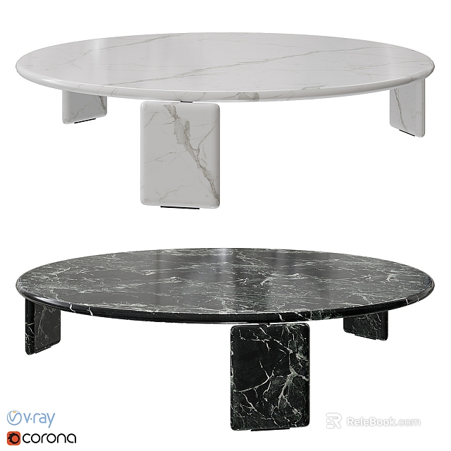 Elegant Round Marble Side Table With Modern Base And White Black Stylish Design 3d model 